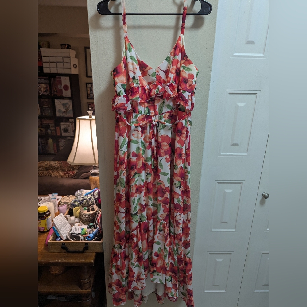 Floral Calvin Klein High-Low Dress